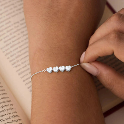Heart bracelet with engraved initials in gold — handmade waterproof anniversary gift