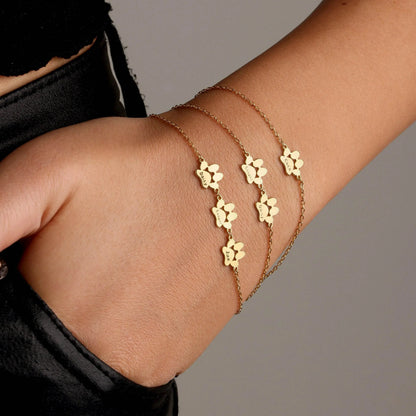 Custom paw bracelet handmade in stainless steel — waterproof and tarnish-resistant keepsake
