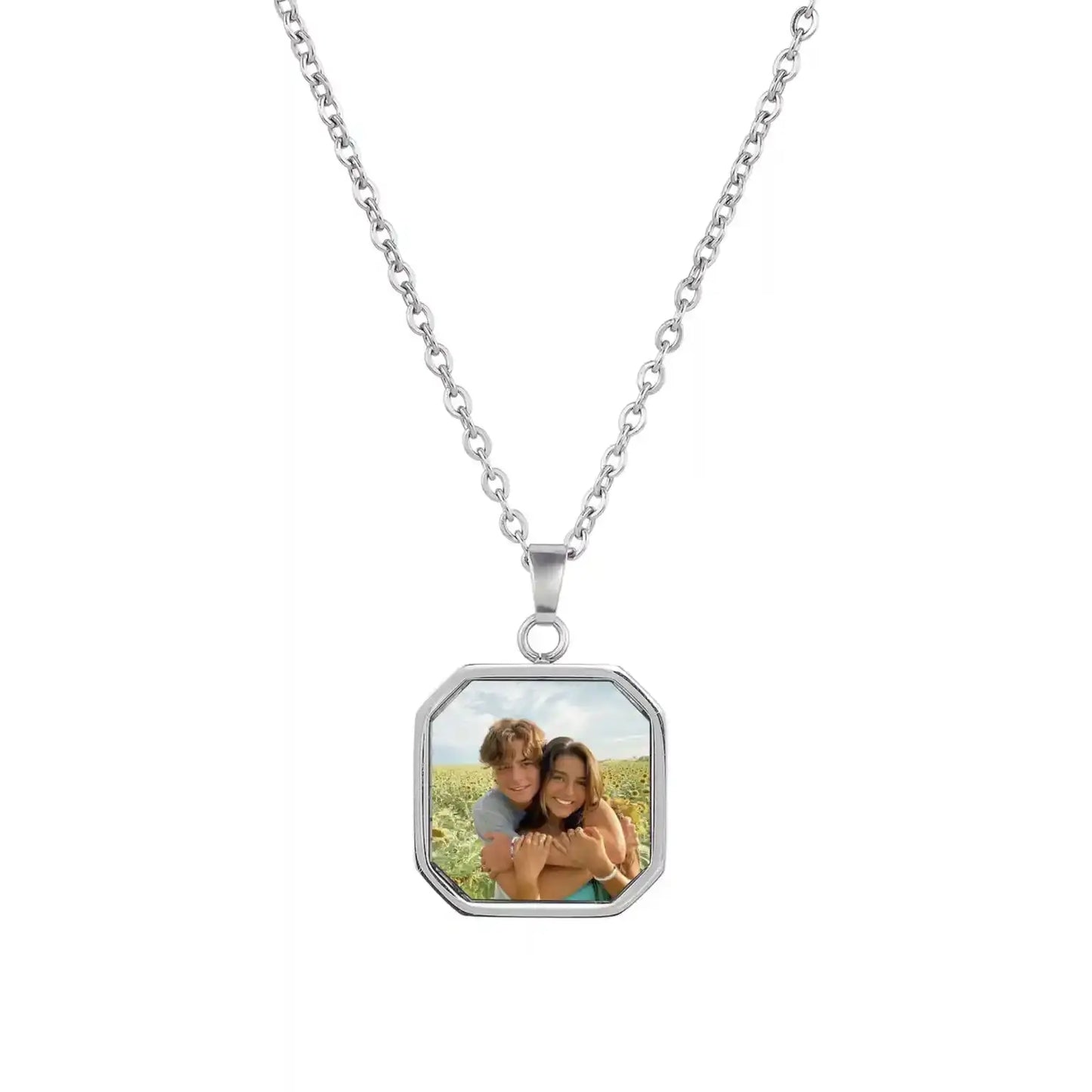 Custom secret photo necklace in silver with hidden image charm — sentimental keepsake jewelry