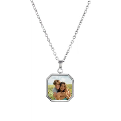 Custom secret photo necklace in silver with hidden image charm — sentimental keepsake jewelry