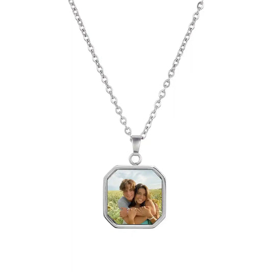 Custom secret photo necklace in silver with hidden image charm — sentimental keepsake jewelry