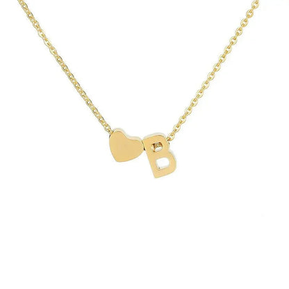 Heart initial necklace with letter B engraved — minimalist romantic keepsake gift