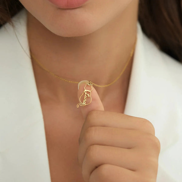 Custom Cat Name Necklace ByHeartJewelry