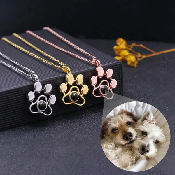 Custom Photo Projection Paw Necklace ByHeartJewelry