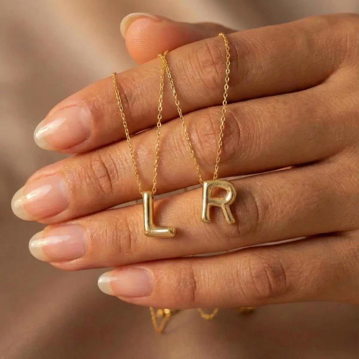 Custom bubble letter necklace in retro style — handmade waterproof statement piece