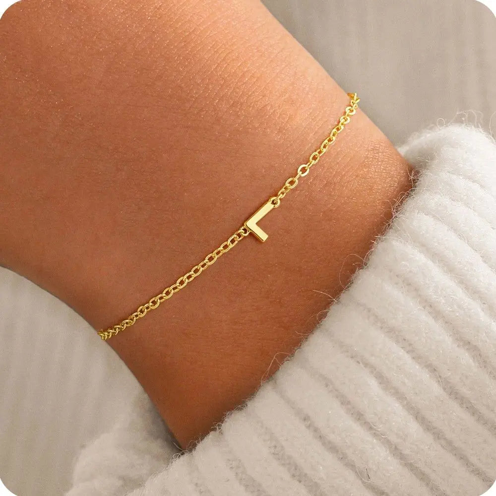 Custom sideways letter bracelet with multiple initials — meaningful keepsake for mom
