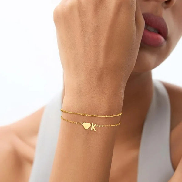 Heart Initial Bracelet