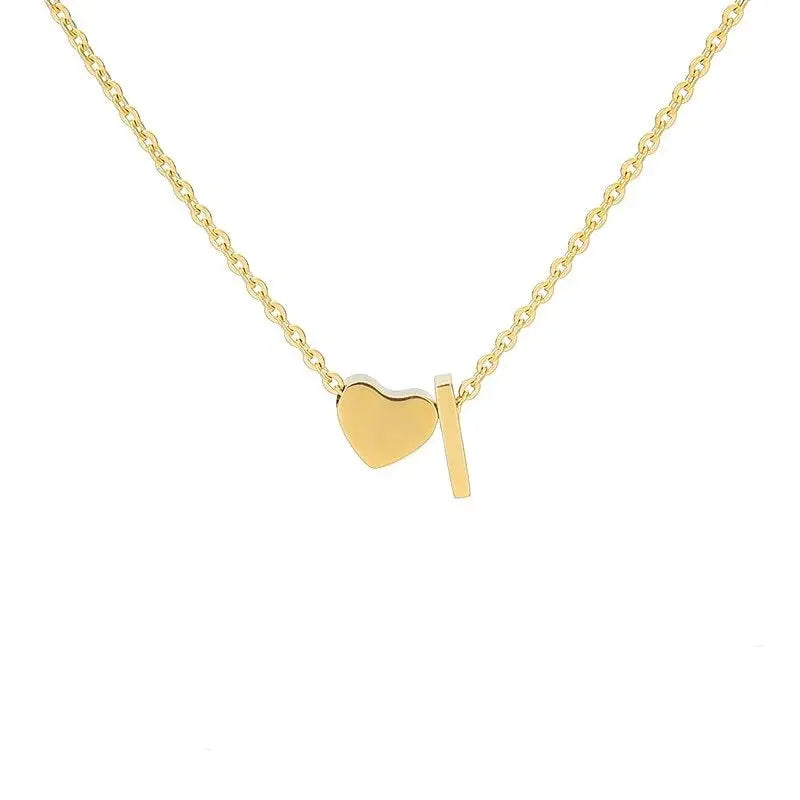 Heart initial necklace with sterling silver finish — hypoallergenic dainty romantic jewelry