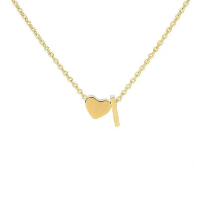 Heart initial necklace with sterling silver finish — hypoallergenic dainty romantic jewelry