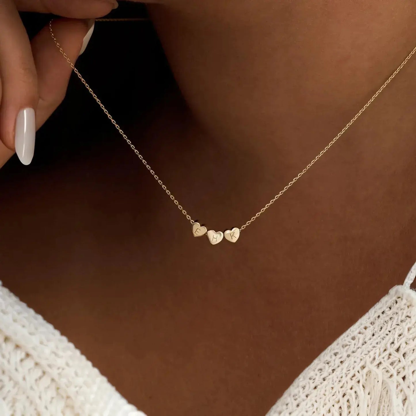 Heart initial necklace in 18K gold-plated stainless steel — waterproof personalized monogram