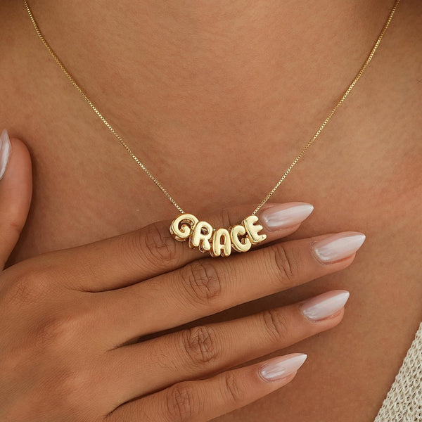 Tiny Balloon Letter Name Necklace ByHeartJewelry