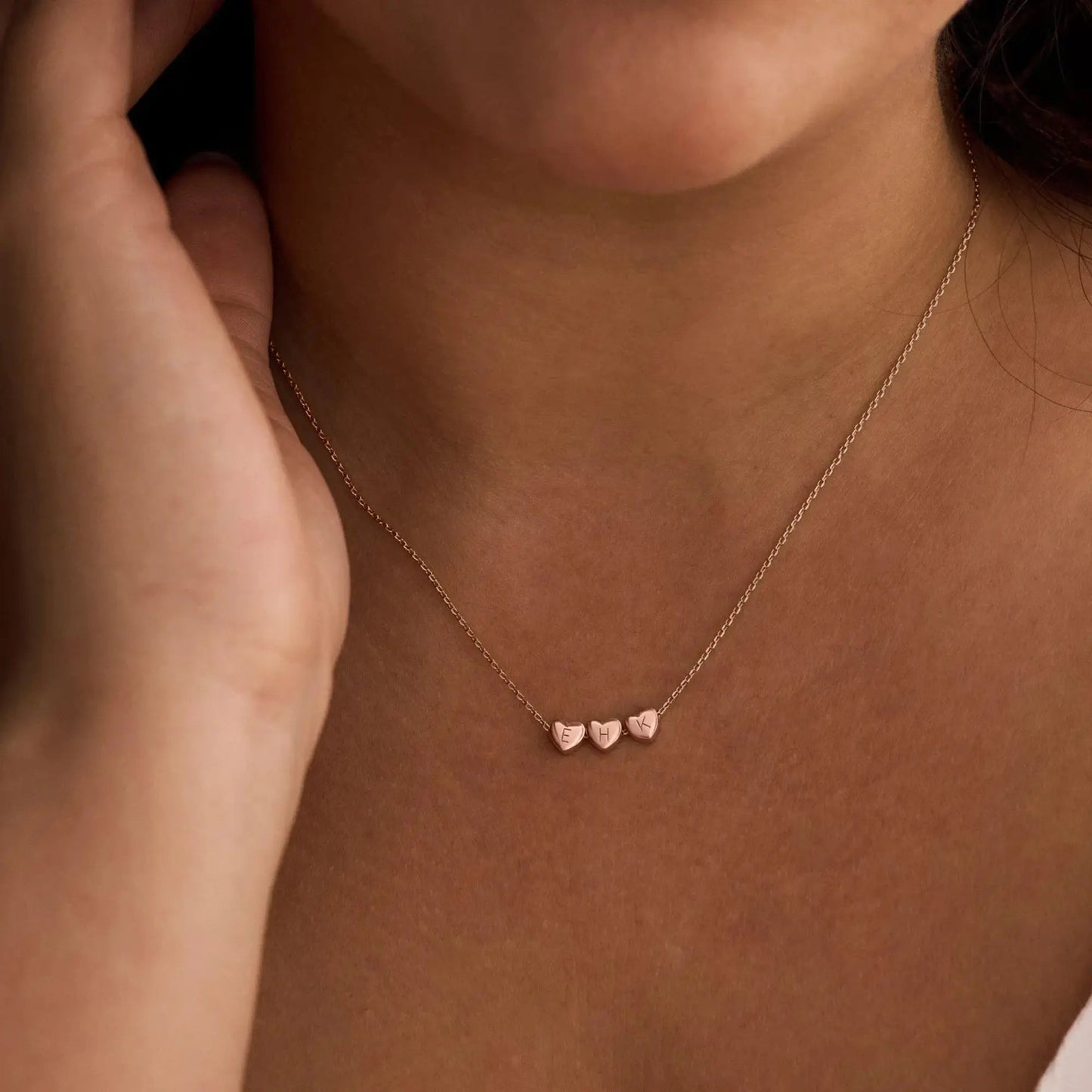 Custom heart pendant necklace with multiple initials — family keepsake jewelry