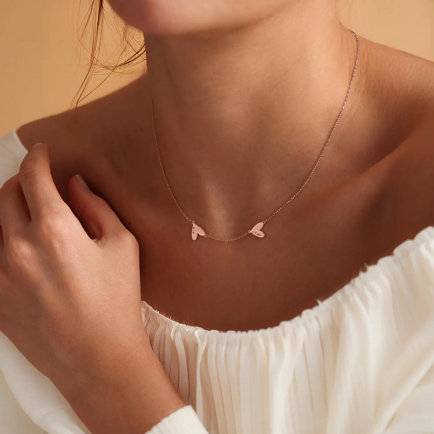 Custom Engraved Heart Necklace - Gold / 6