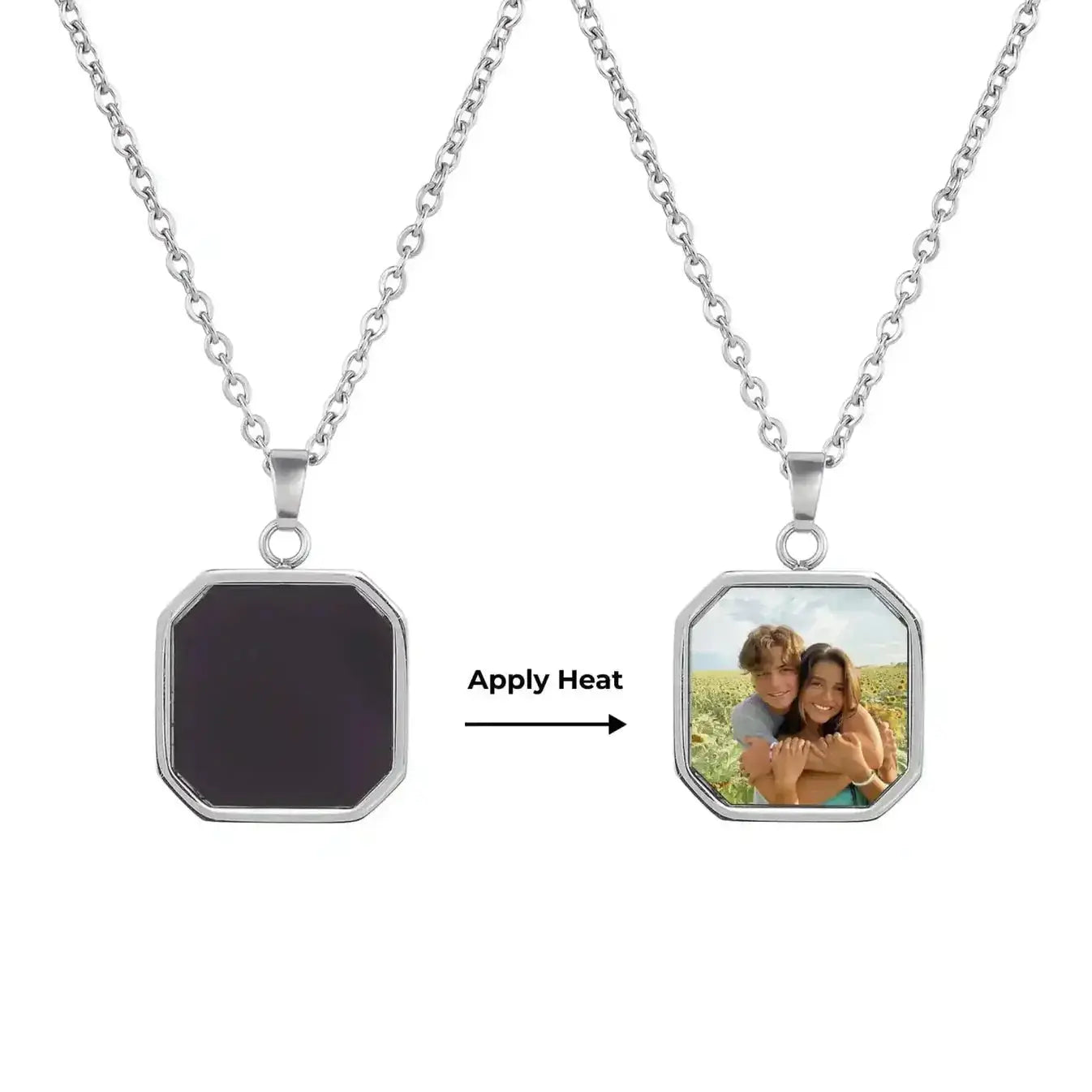 Secret photo necklace in gold-plated stainless steel — hidden picture keepsake for partner or pet memorial