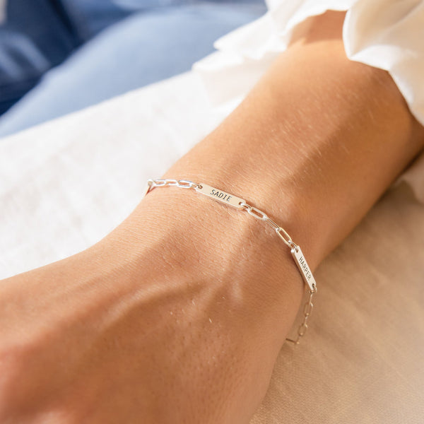 Custom Name Bar Bracelet - Gold / 3