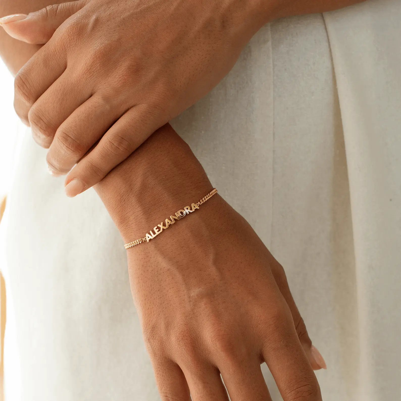 Custom silver name bracelet packaged for gifting — meaningful handmade jewelry keepsake