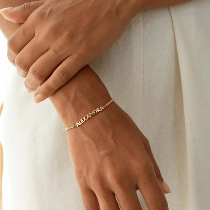 Custom silver name bracelet packaged for gifting — meaningful handmade jewelry keepsake