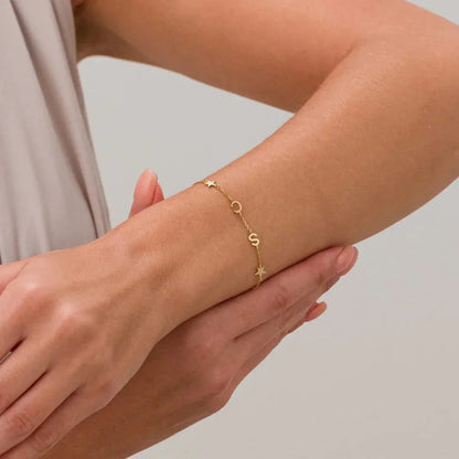 Custom letter bracelet with up to seven initials — family monogram personalized jewelry