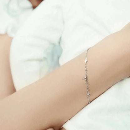 Sideways letter bracelet packaged for gift giving — Mother's Day or anniversary keepsake