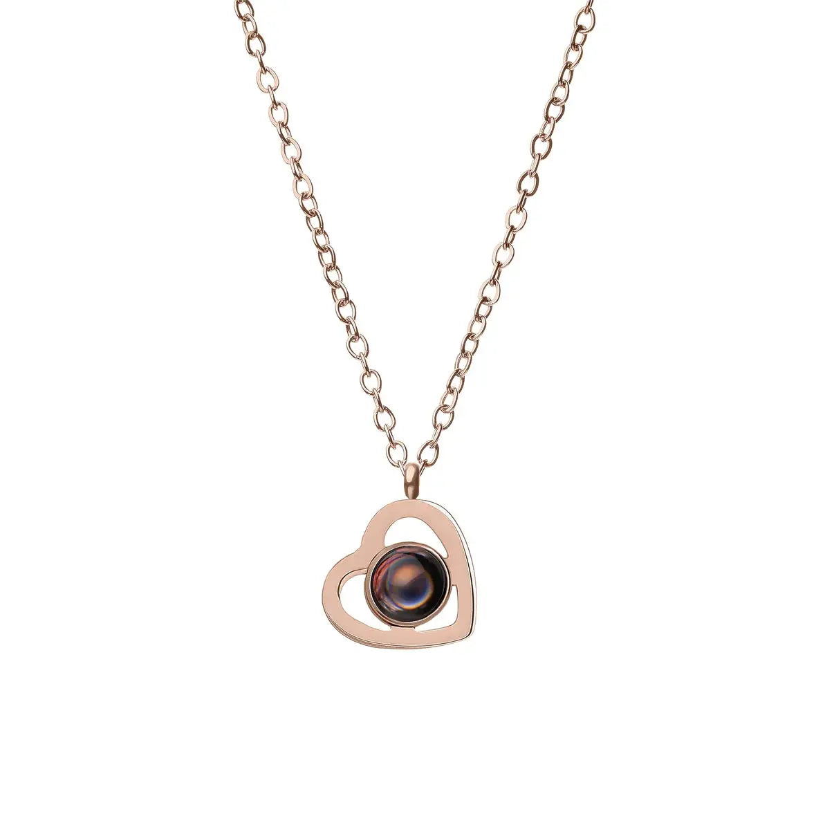 Custom photo necklace in rose gold — romantic personalized photo pendant gift
